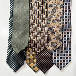 Lot of 7 Mens Ties Y2K Vintage Green Brown tones